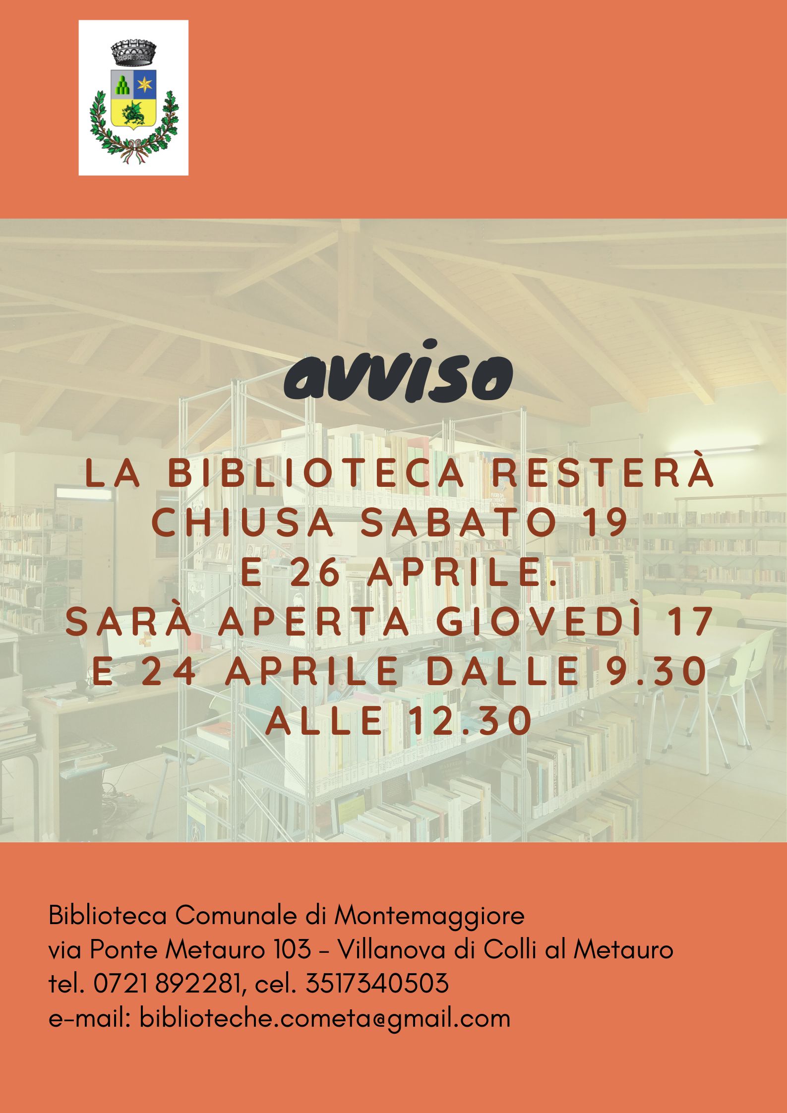 Modifica orario apertura biblioteca